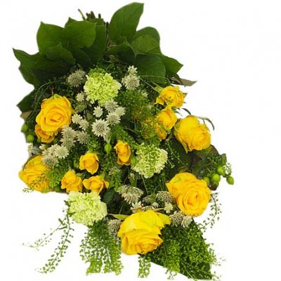 Begravningsbukett floristens val gul - Begravningsbukett  - Begravningsblommor