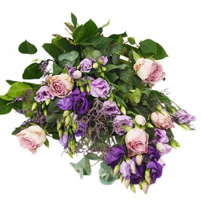 Begravningsbukett Floristens val lila - Lösbunden Begravningsbukett - Begravningsblommor